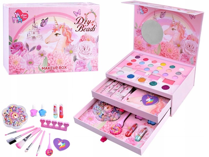KUFEREK KOSMETYKÓW DLA DZIECI ZESTAW PIĘKNOŚCI DO MAKIJAŻU JEDNOROŻEC