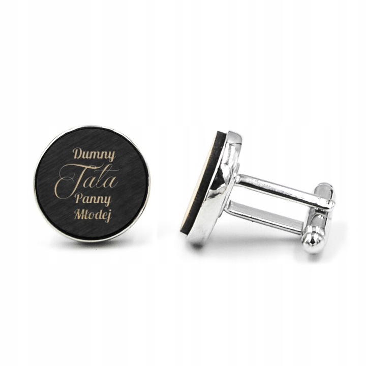 Spinki do mankietów drewniane z grawerem TATA/TEŚĆ