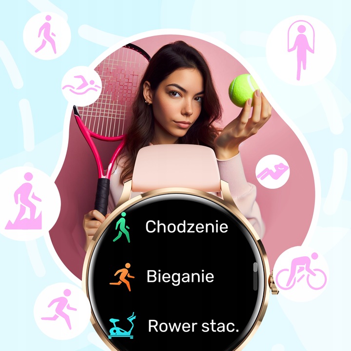 SMARTWATCH ZEGAREK DAMSKI MENU POLSKIE SPORT PULS ROZMOWY SMART WATCH PL
