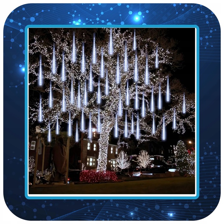 METEORY 50 CM LAMPKI PADAJĄCY ŚNIEG OŚWIETLENIE ŚWIĄTECZNE IP44 360 LED 6M