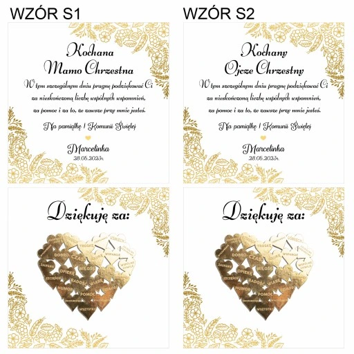 PODZIĘKOWANIE Z OKAZJI KOMUNII ŚWIĘTEJ DLA CHRZESTNYCH DZIADKÓW PUDEŁKO 3D