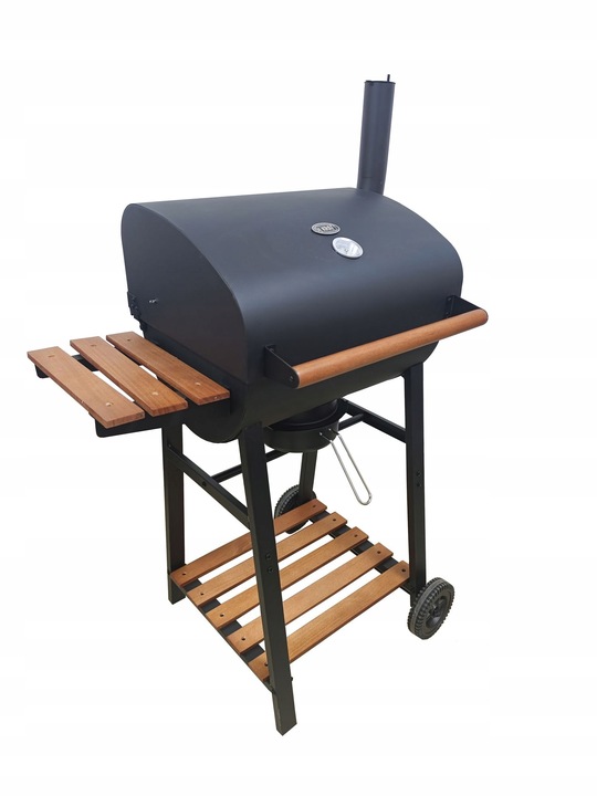 GRILL WĘGLOWY DEKRAFT BECZKA Z RUSZTEM ŻELIWNYM, DREWNO,KOMIN