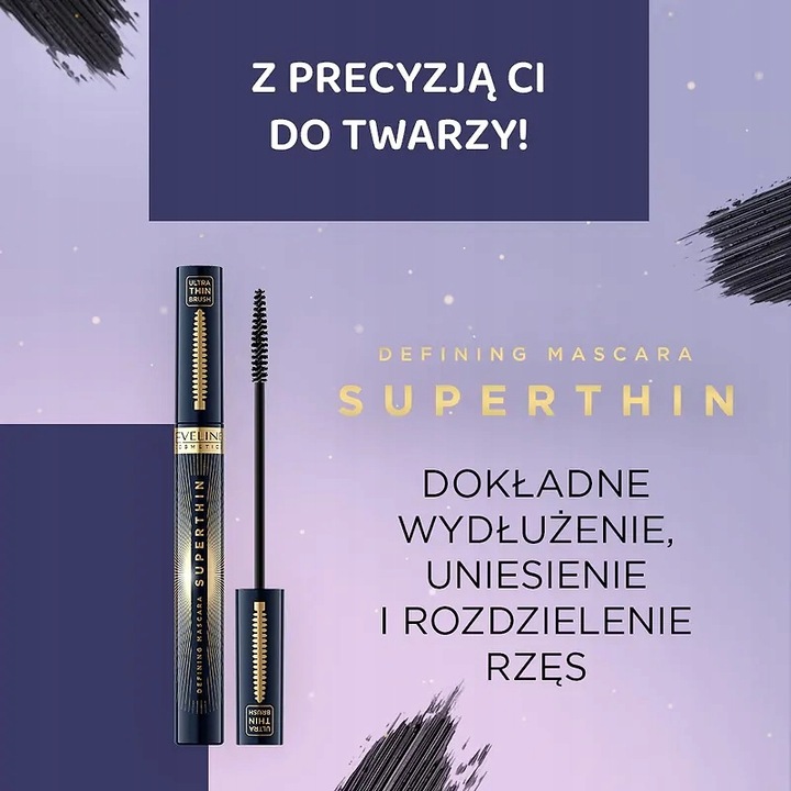 Eveline Tusz Do Rzęs Defining Superthin Z Precyzyjną Szczoteczką
