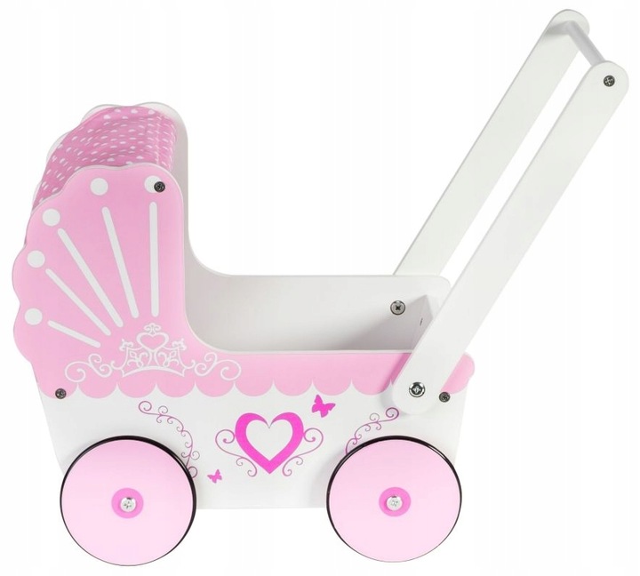 Wózek Dla Lalek Drewniany Chodzik Pchacz Antypoślizgowe Koła Super Wygląd