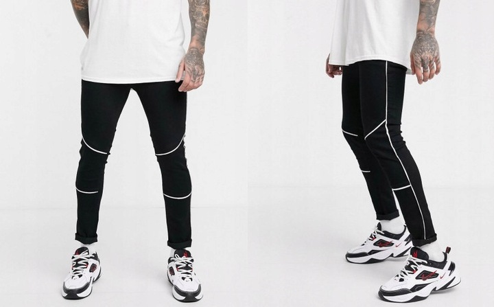 JEANSY DOPASOWANE CZARNE LAMPASY W26 L30 A05