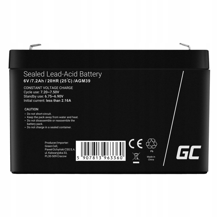 Akumulator AGM 6V 7.2Ah do Autka Pojazdów Samochodzików Zabawek Echosond