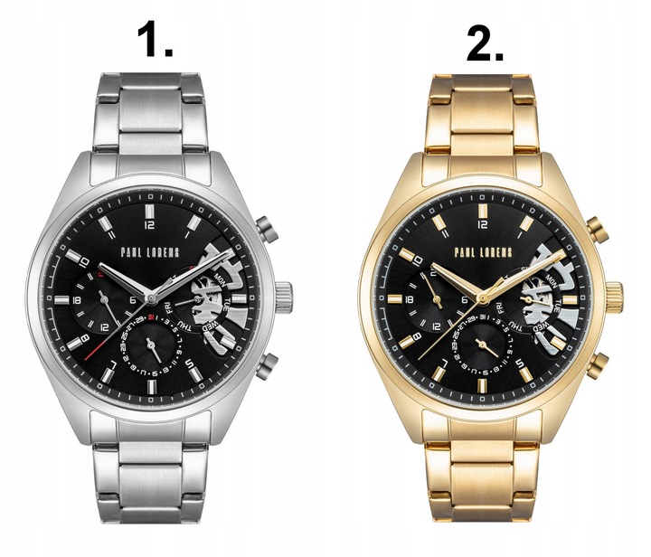 ZEGAREK MĘSKI PAUL LORENS BAKER chronograf datownik open heart +BOX GRAWER