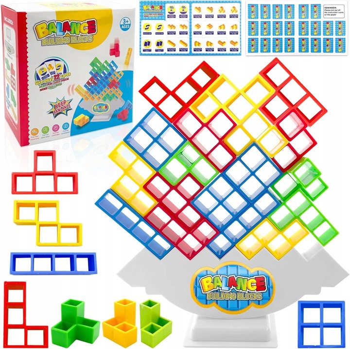 64-CZĘŚCIOWA GRA RÓWNOWAŻĄCA EDUKACYJNA UKŁADANKA DLA DZIECI TETRA TOWER 3D