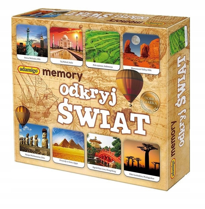 MEMORY ODKRYJ ŚWIAT gra planszowa Adamigo