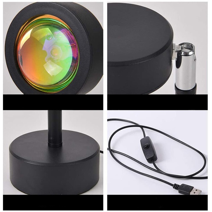 LAMPKA PROJEKTOR LED ZACHÓD SŁOŃCA 16 KOLORÓW LAMPA NOC PREZENT WALENTYNKI