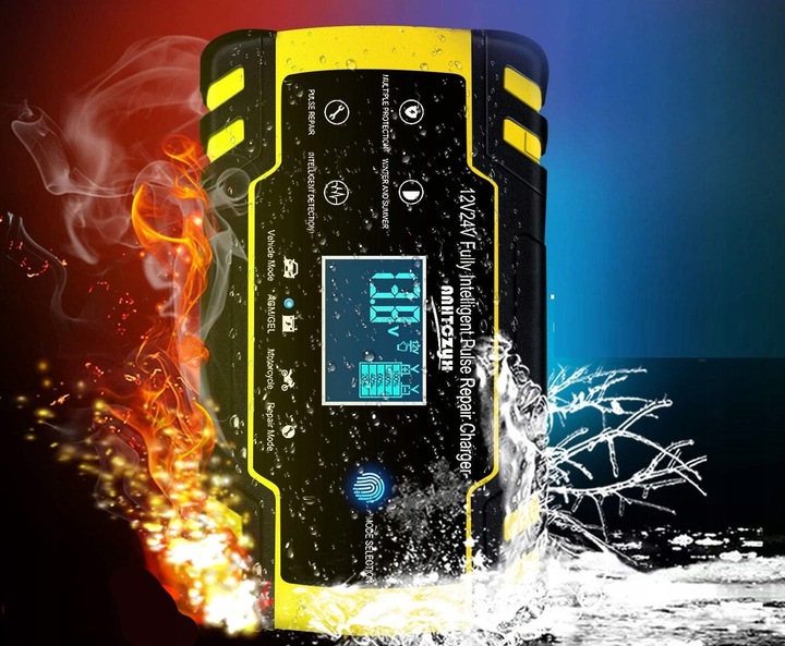 PROSTOWNIK Mikroprocesorowy SAMOCHODOWY DO AKUMULATORÓW 12V 24V 8A AGM