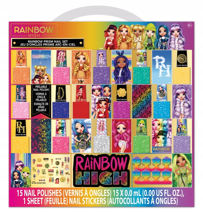 RAINBOW HIGH MEGA ZESTAW 15 LAKIERÓW DO MALOWANIA PAZNOKCI NA PREZENT