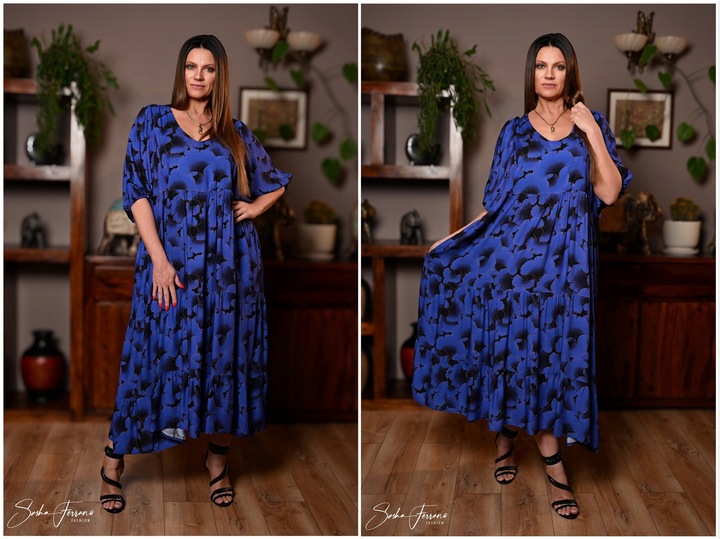 Sasha Ferrano sukienka boho DOXY 52/54 Plus size wiskoza premium chaber