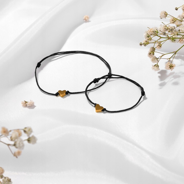 BRANSOLETKI BFF DLA 2 PRZYJACIÓŁEK ZŁOTE SERCE REGULOWANE STAL CHIRURGICZNA