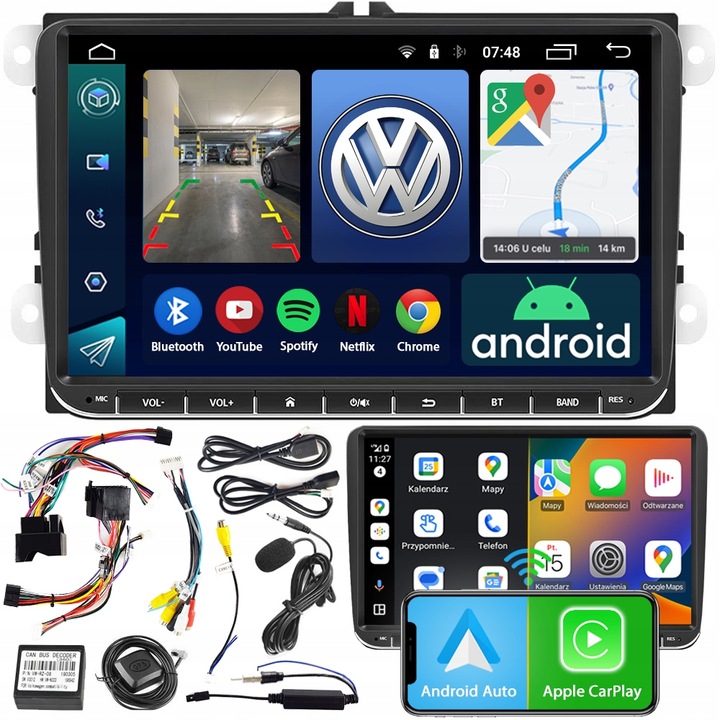 RADIO NAWIGACJA ANDROID VW PASSAT B6 B7 GOLF 5 6 TIGUAN TOURAN CADDY T5 T6