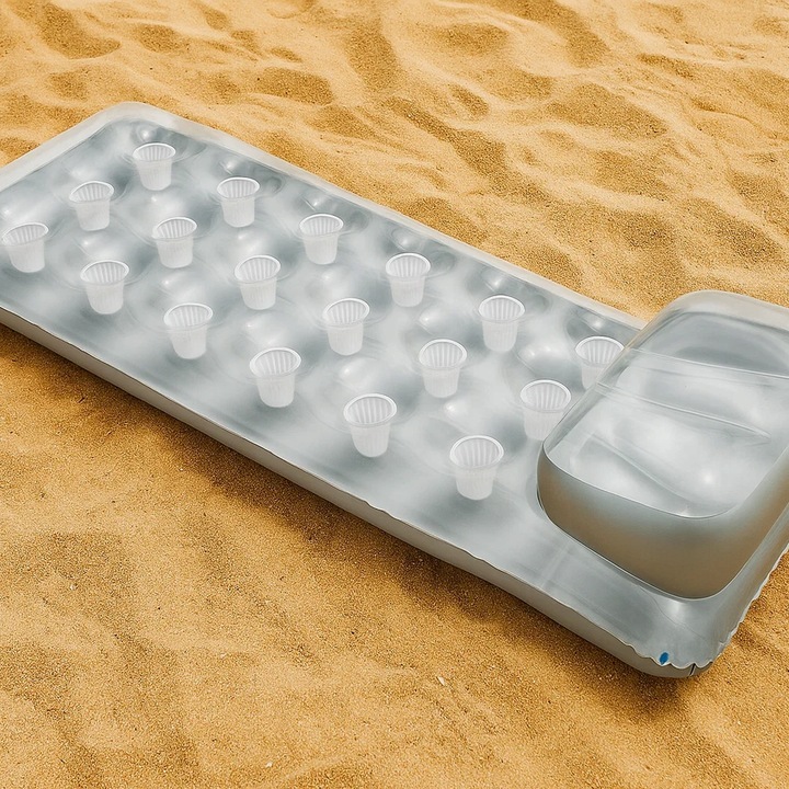 Materac Dmuchany z Zagłówkiem Plażowy Wodny do Pływania Srebrny INTEX 58894