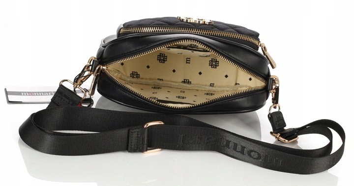 MONNARI Zgrabna pikowana czarna torebka listonoszka Regulowany pasek