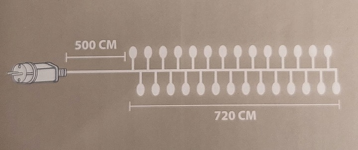 Lampki 720 LED 7,2 metra CLUSTER RYŻ BIAŁY CIEPŁY CZARNY DRUCIK