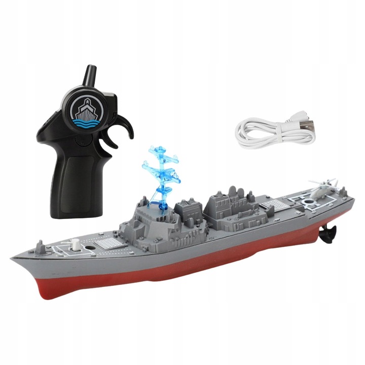 Przypomnienie o niskim stanie baterii łodzi zdalnie sterowanej, ładowalnej,