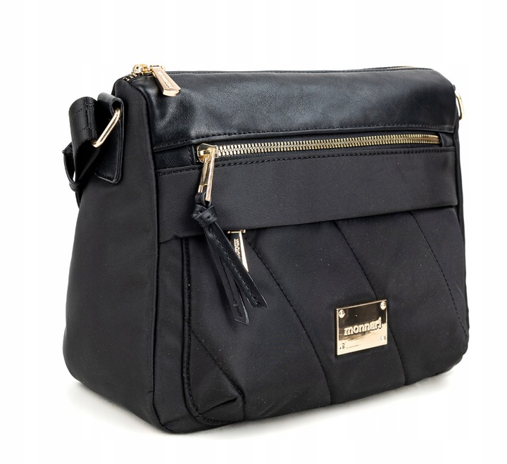 MONNARI Pojemna czarna torebka listonoszka Kieszonki Długi Pasek Kieszonki