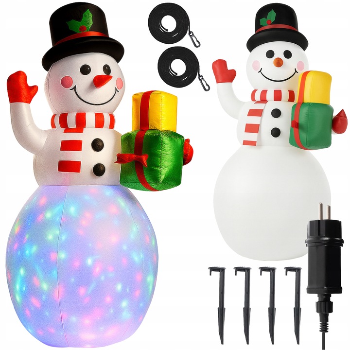 Nadmuchiwany Bałwan LED Duży Dmuchany Bałwanek Pompowany Świecący Ozdoba XL