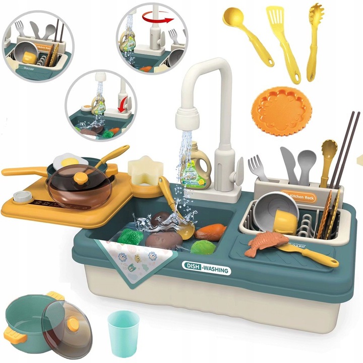 ZLEWOZMYWAK DLA DZIECI ELEKTRYCZNY AKCESORIA OBIEG WODY 31 ELEMENTÓW MATADI