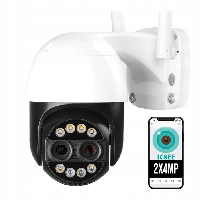 Kamera Zewnętrzna WiFi Obrotowa Dwa Obiektywy 2x4MP