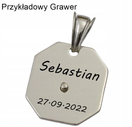Łańcuszek Srebrny Rombo 3,00 mm z Medalikiem pr 925 Grawer Gratis