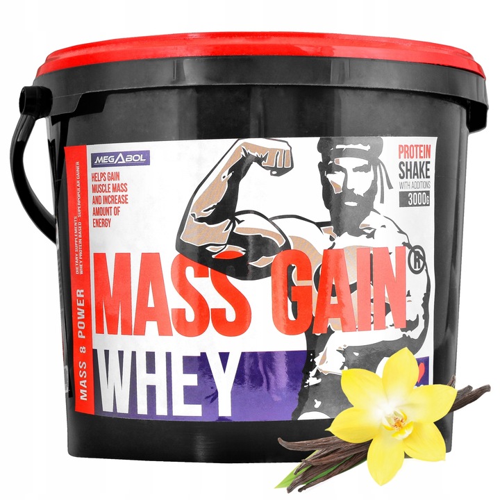 GAINER WHEY MASS WYSOKOKALORYCZNY BIAŁKO GAIN WPC Megabol 3000g wanilia