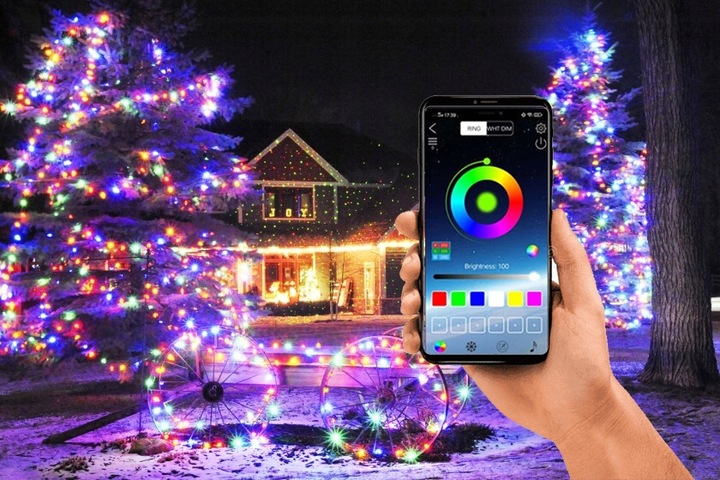 Lampki choinkowe LED RGB zewnętrzne 230V Bluetooth Smart 20m Wifi Tuya