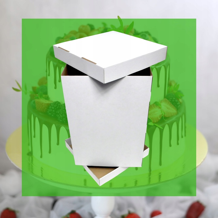 PUDEŁKO NA TORT PIĘTROWY 36x36x45 cm BIAŁE MOCNY GRUBY KARTON OPAKOWANIE