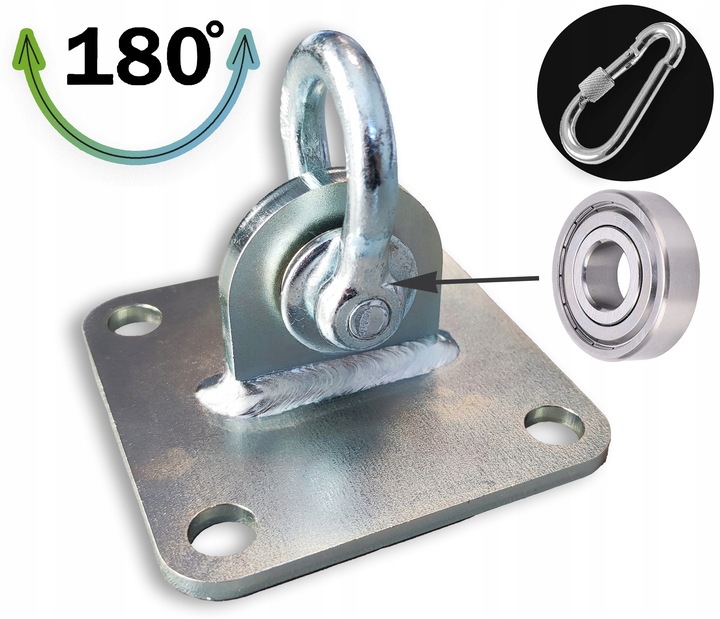 Mocowanie sufitowe z ŁOŻYSKIEM szeklą hak montażowy 180 stopni OCYNKOWANY