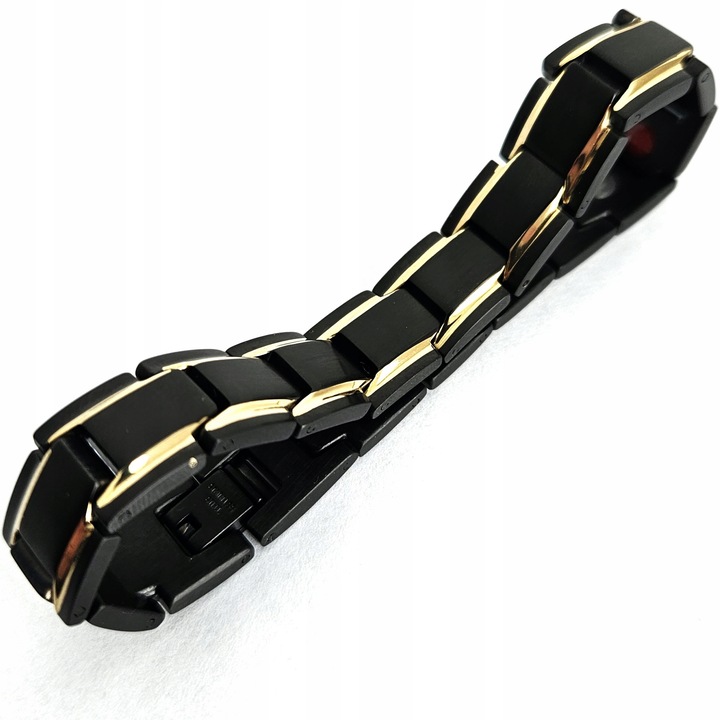Bransoletka magnetyczna męska zdrowotna CZARNO-ZŁOTA 21cm Prezent Versatile