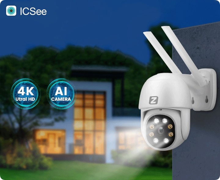 Kamera Zewnętrzna Obrotowa IP WiFi 8MPx 8MP 4K ULTRA HD 4x ZOOM