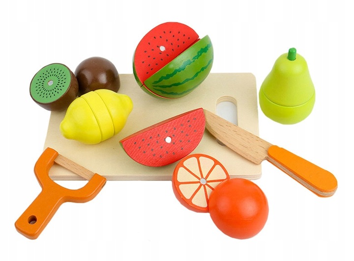 KLOCKI MAGNETYCZNE DREWNIANE OWOCE WARZYWA KLOCKI DUŻY ZESTAW MONTESSORI