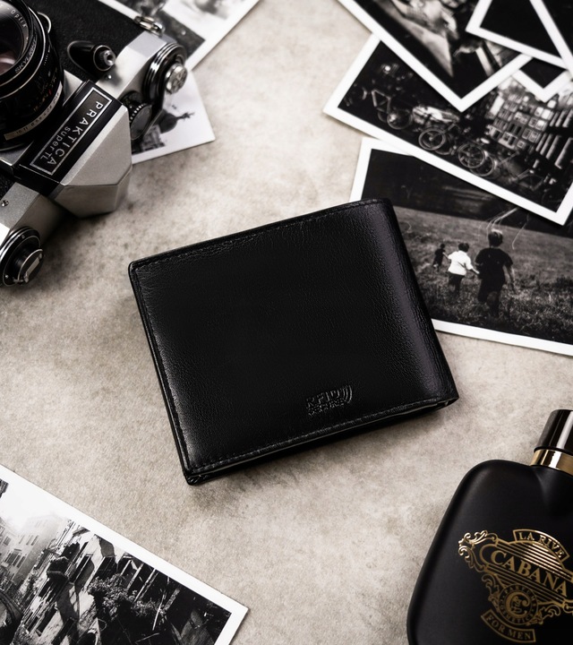 Portfel skórzany męski PETERSON pojemny RFID + brelok pudełko prezent