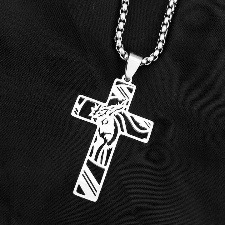 ŁAŃCUSZEK Z KRZYŻYKIEM Srebrny Męski Krzyż Łańcuch Naszyjnik WŁOSKI