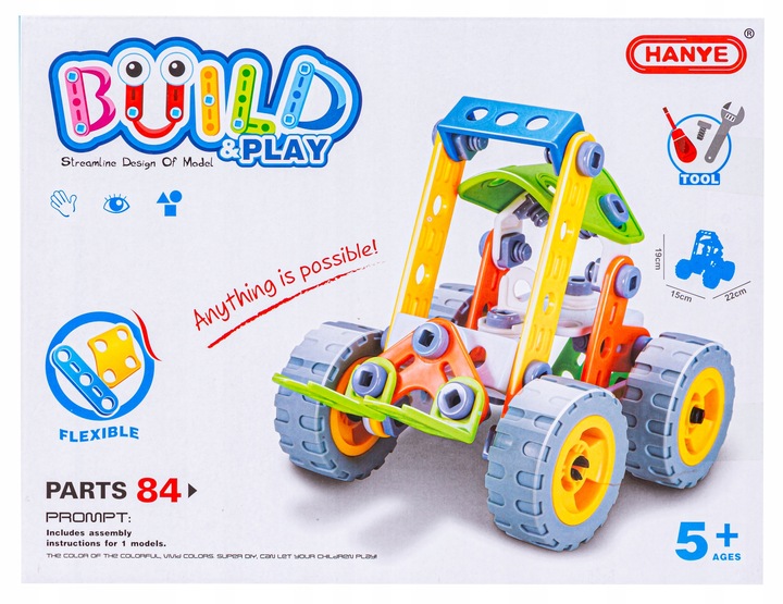 KLOCKI KONSTRUKCYJNE POJAZD BUDOWLANY DO SKRĘCANIA