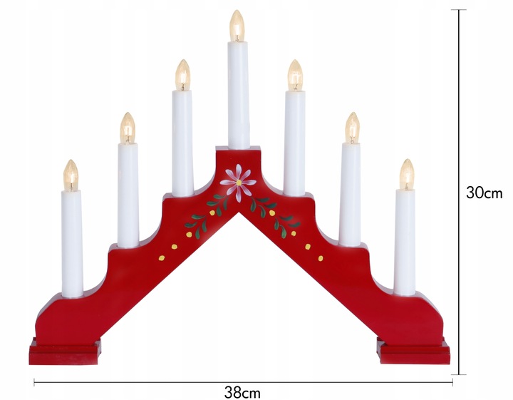 Świecznik adwentowy drewniany czerwony ADAM