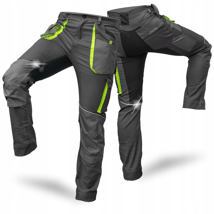 SPODNIE ROBOCZE MĘSKIE BOJÓWKI ELASTYCZNE WZMACNIANE STRETCH DO PASA BHP