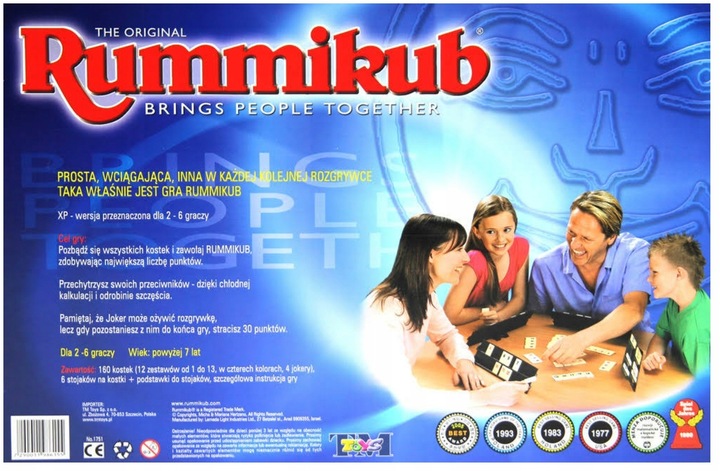 Gra Rummikub wersja XP liczbowa dla całej rodziny od 2 do 6 graczy