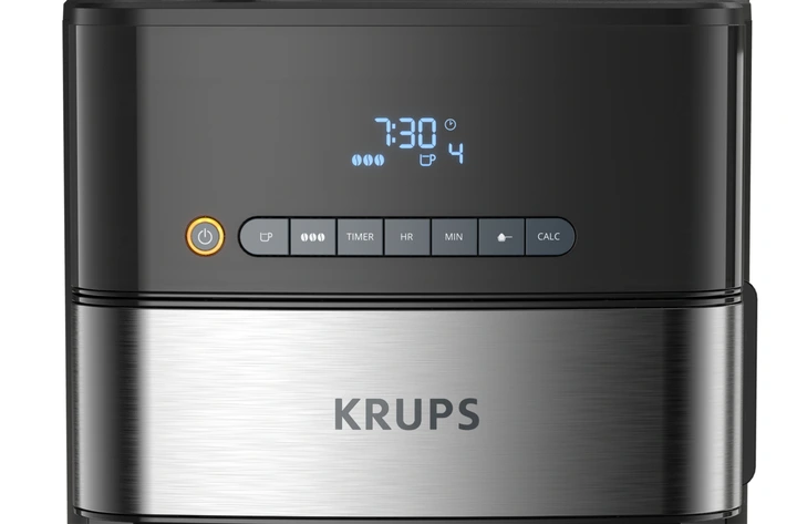 EKSPRES PRZELEWOWY 1,25L Duży Krups z wbudowanym młynkiem Żarnowym KM832810