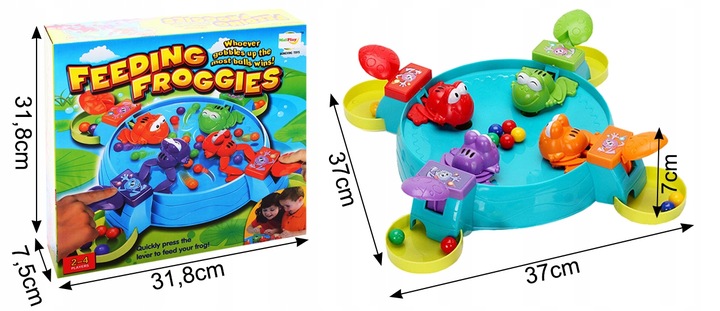 GRA ZRĘCZNOŚCIOWA GŁODNE ŻABKI KARMIENIE GŁODNYCH ŻABEK GRA DLA 2-4 OSÓB