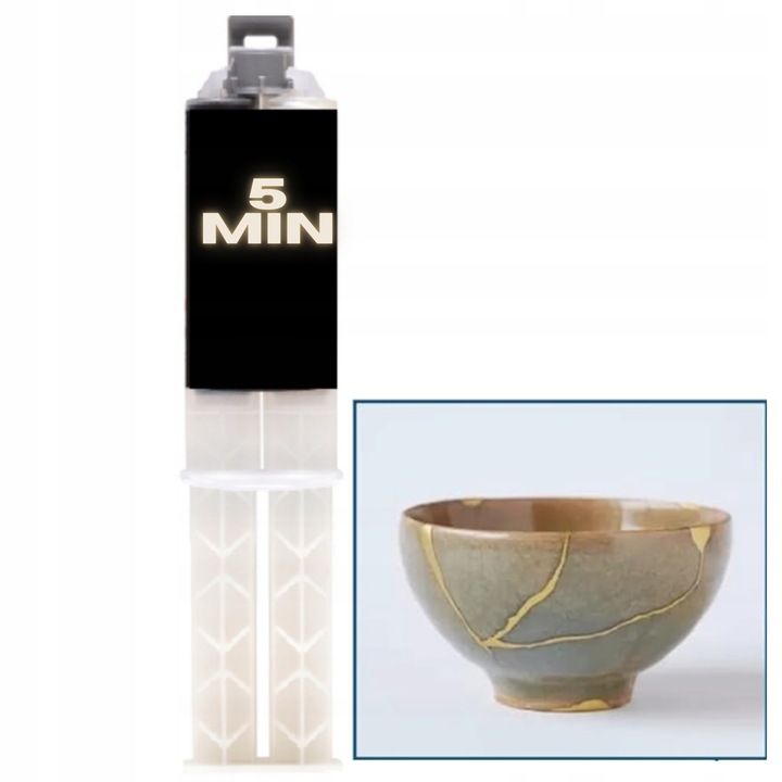 ZESTAW DO TECHNIKI KINTSUGI NAPRAWA CERAMIKI ZESTAW DIY KLEJ ZŁOTY 5min