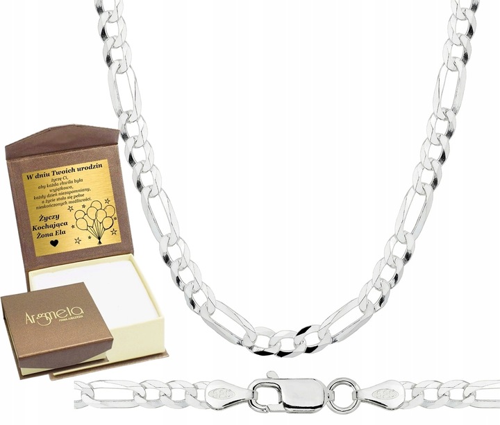 Łańcuszek Srebrny Męski Figaro Pełny Diamentowany 925 Gruby Stylowy 5,50 mm