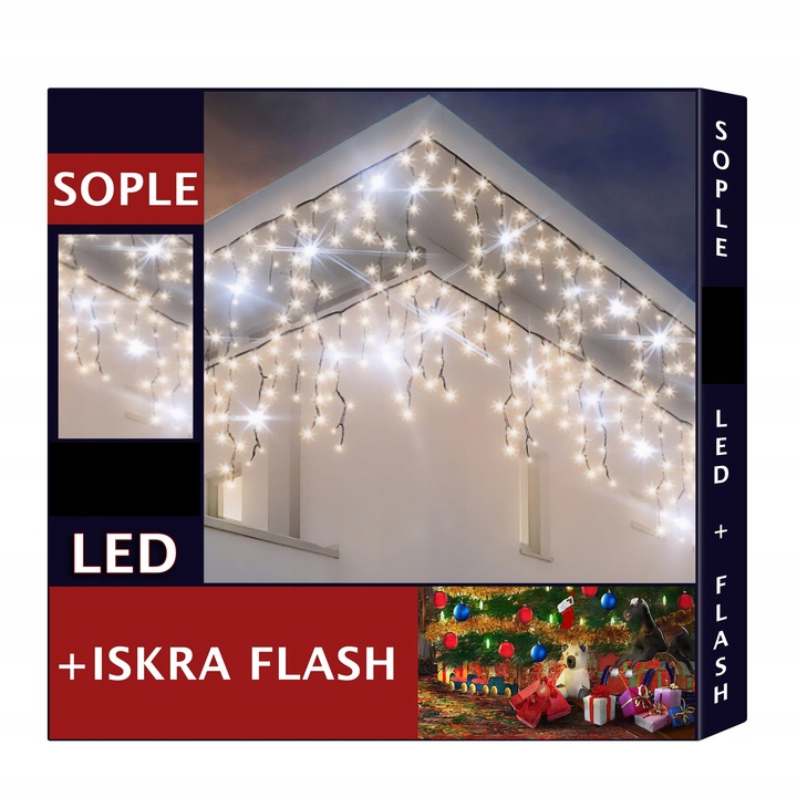 SOPLE 300 LED KURTYNA LAMPKI ZEWNĘTRZNE IP44 FLASH Białe Ciepłe