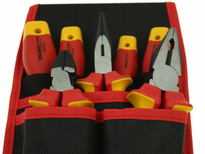 Zestaw narzędzi izolowanych / Kieszeń z narzędziami izolowanymi 1kV 7szt
