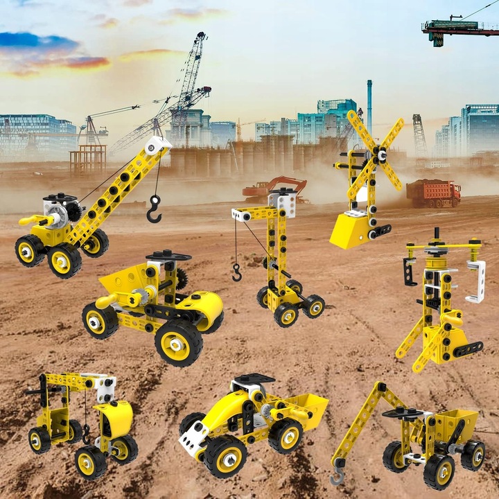 Klocki Konstrukcyjne Zestaw kreatywny XXL POJAZDY DO SKRĘCANIA 112 el 10w1