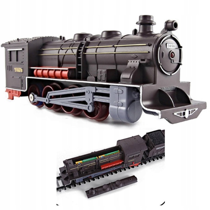 WIELKA KOLEJKA POCIĄG TORY 10 metrów LOKOMOTYWA LED 7 wagonów DRZEWKA PERON