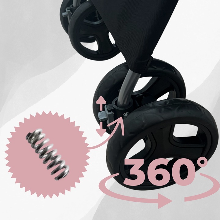 WÓZEK SPACEROWY DLA PSA KOTA Z PODUSZKĄ SKŁADANY TRANSPORTER 20 KG CZARNY